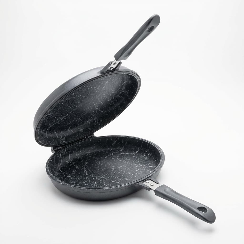 Padella doppia piastra 28 cm antiaderente cottura a gas, ceramica, elettrico