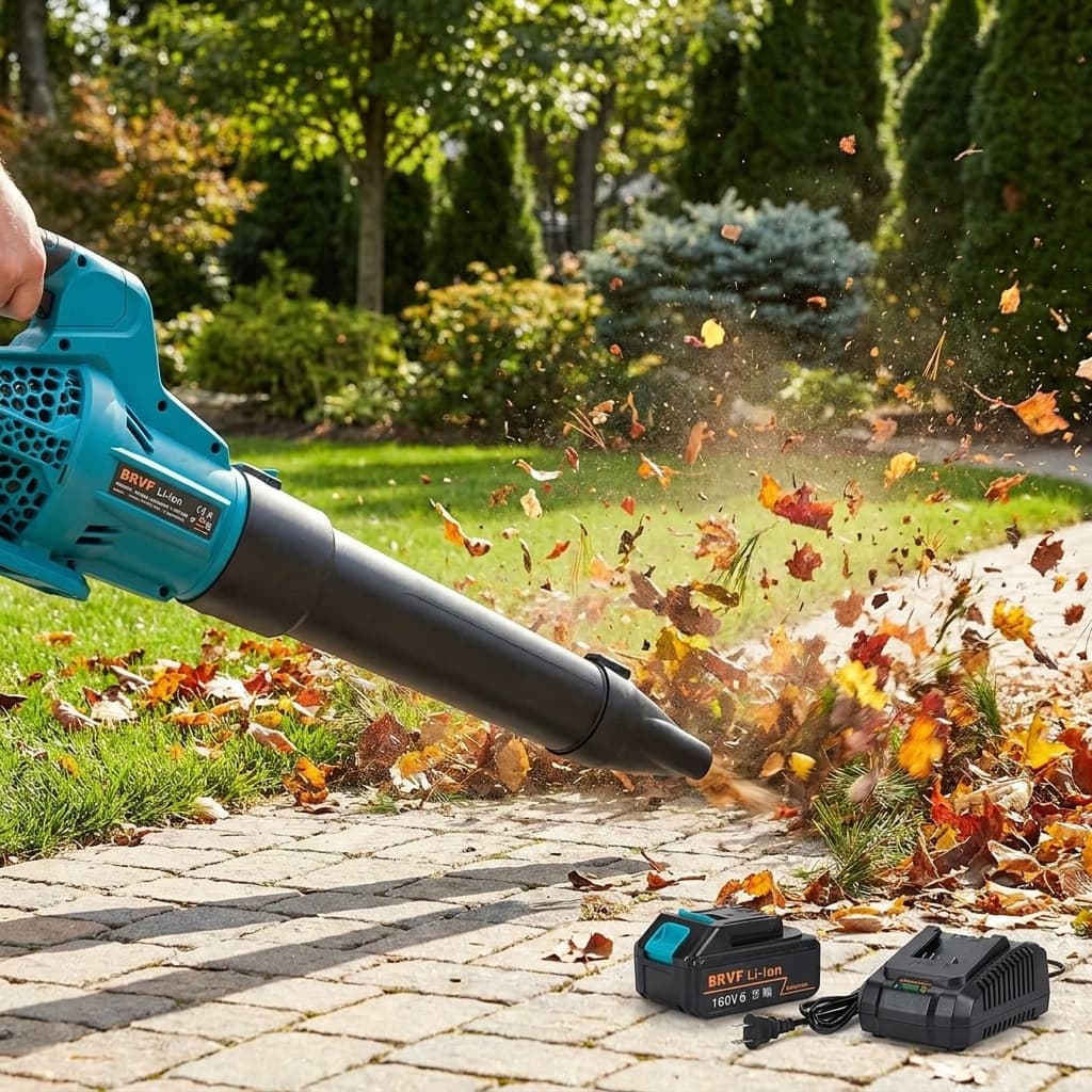 Soffiatore Foglie a Batteria Brushless 48V – 240 km/h, 6 Velocità, Lock-On, con 2 Batterie 4.0Ah e Caricabatteria - foto 2