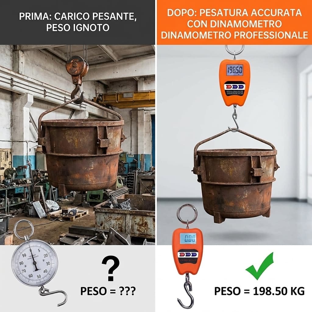 Prima e dopo Bilancia Digitale Professionale Industriale Gancio Dinamometro Molla 200 kg
