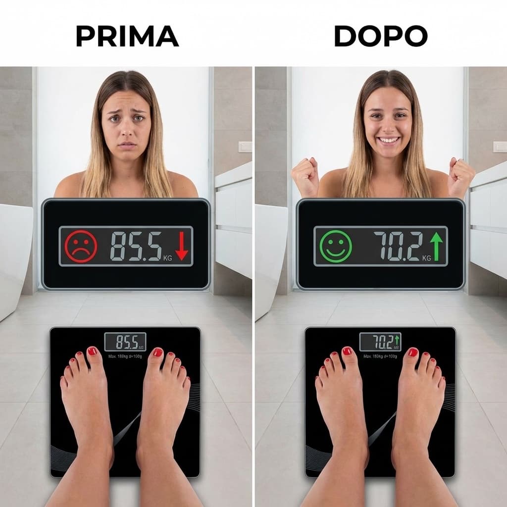 Prima e dopo Bilancia Pesapersone elettronica digitale da bagno portata 180KG display