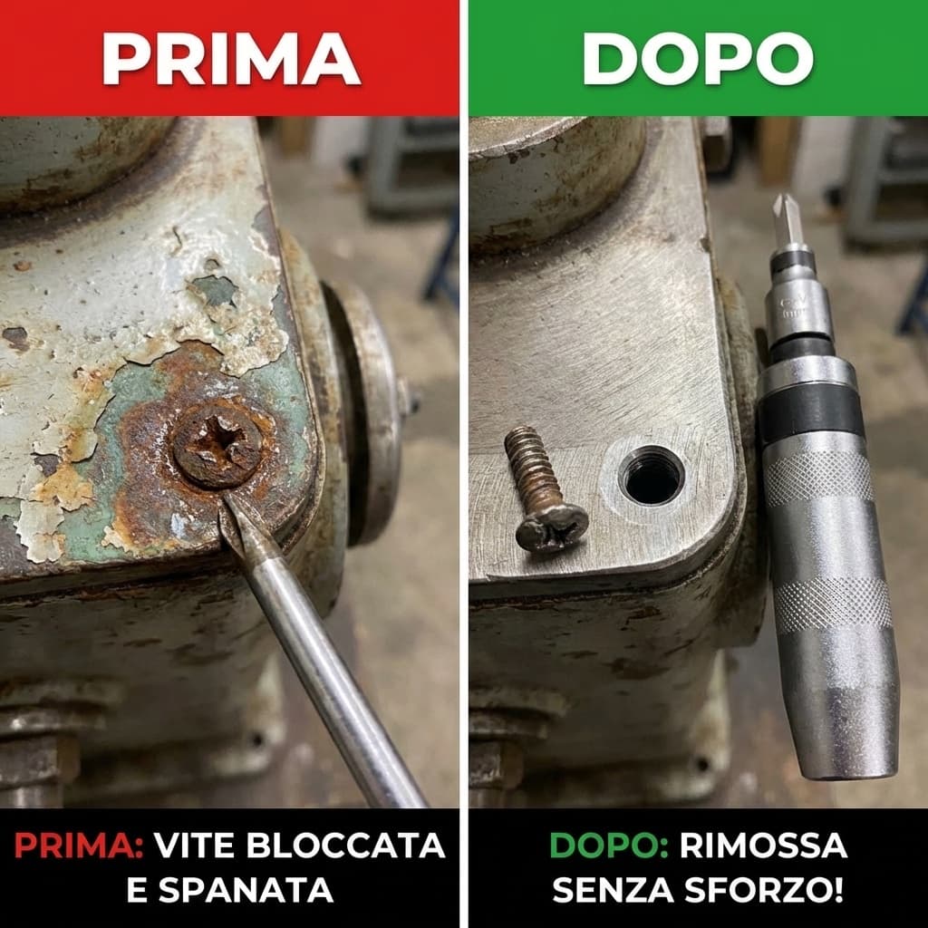 Prima e dopo Cacciavite Giravate ad Impatto Percussione 1/2