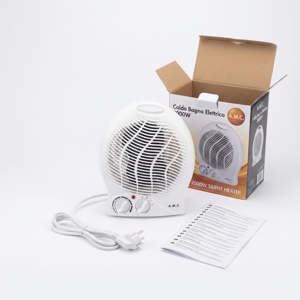 Caldo Bagno Elettrico 2000W Termoventilatore Riscaldamento Silenzioso 2 Potenze