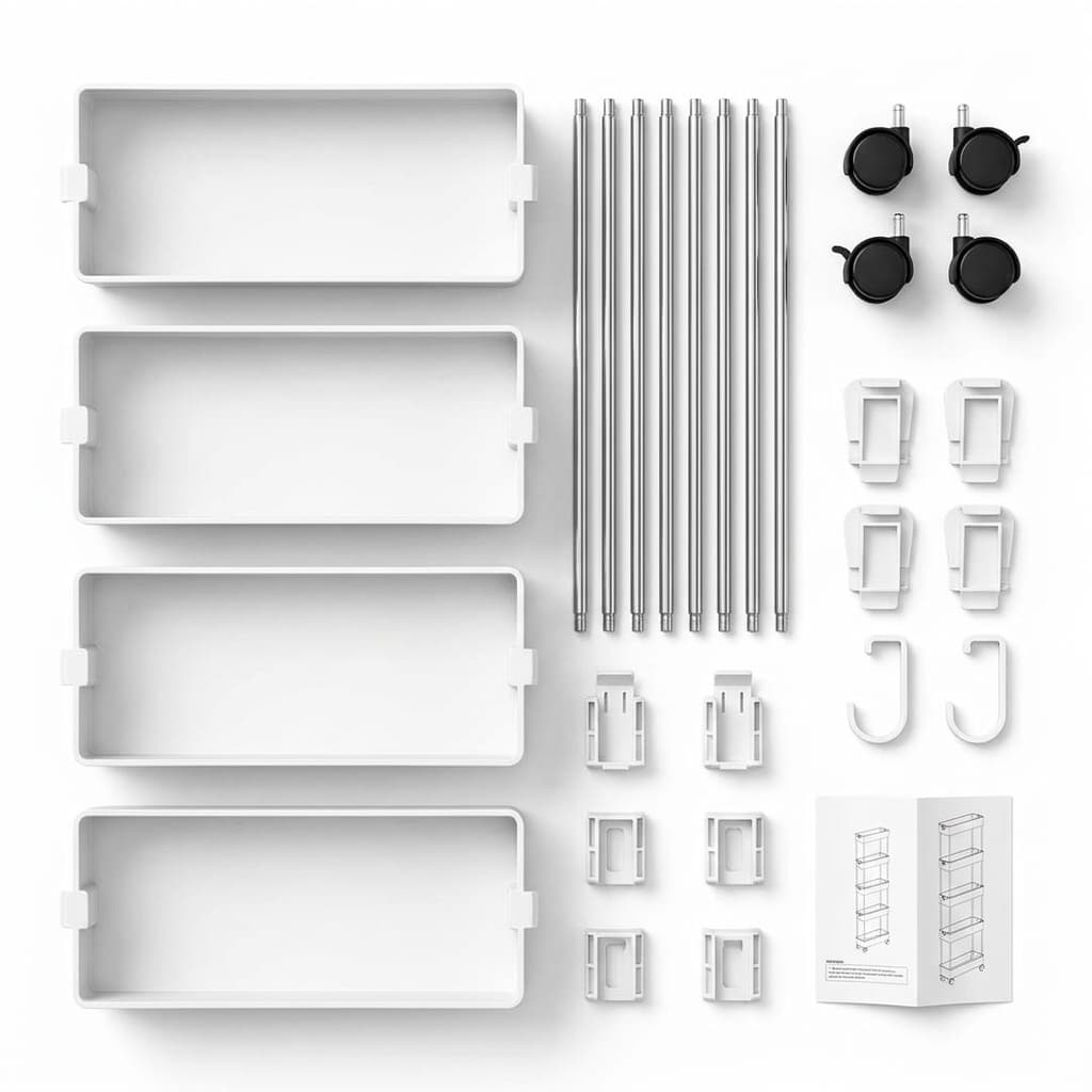 Carrello Portaoggetti 4 Ripiani Carrellino Cucina Salvaspazio a Ruote 40x13x87