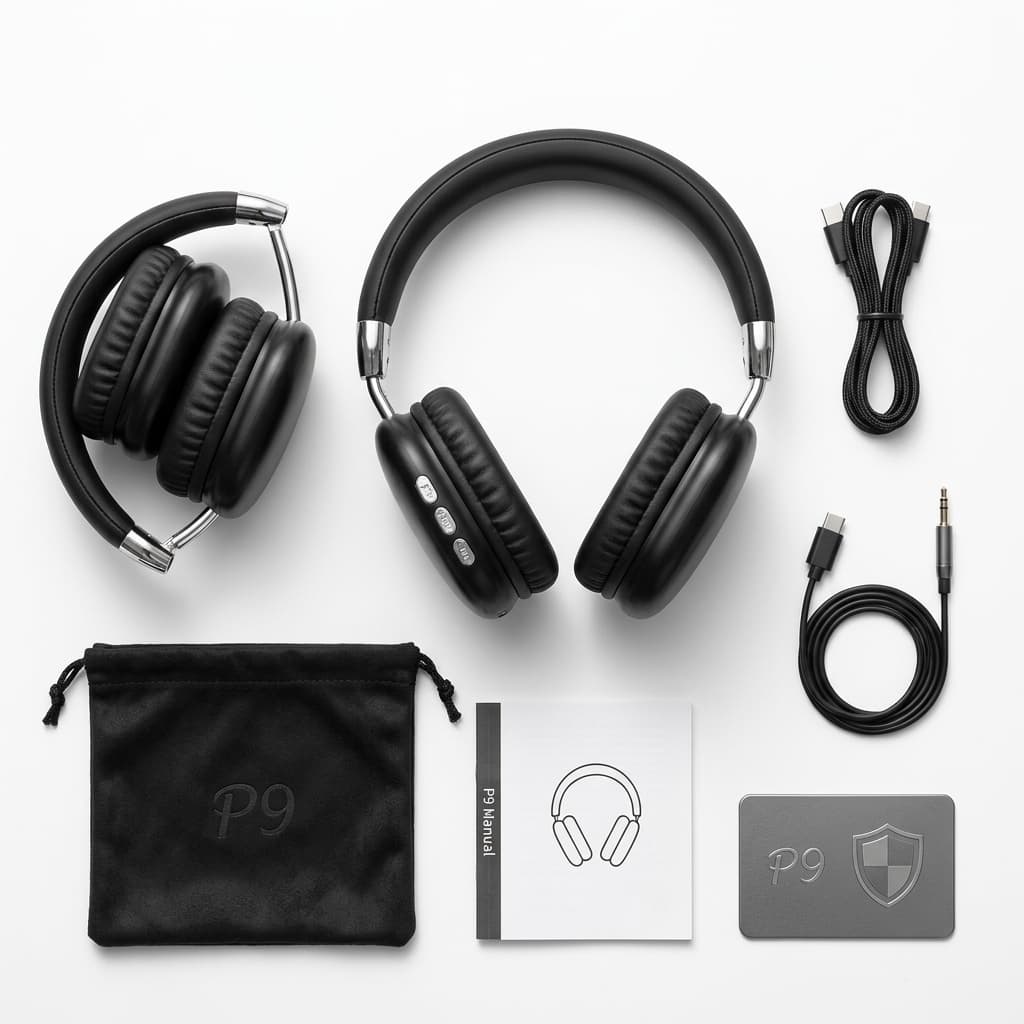 Cuffie Bluetooth Wireless P9 | Audio Hi-Fi, Microfono Integrato, Design Pieghevole e Comfort Totale