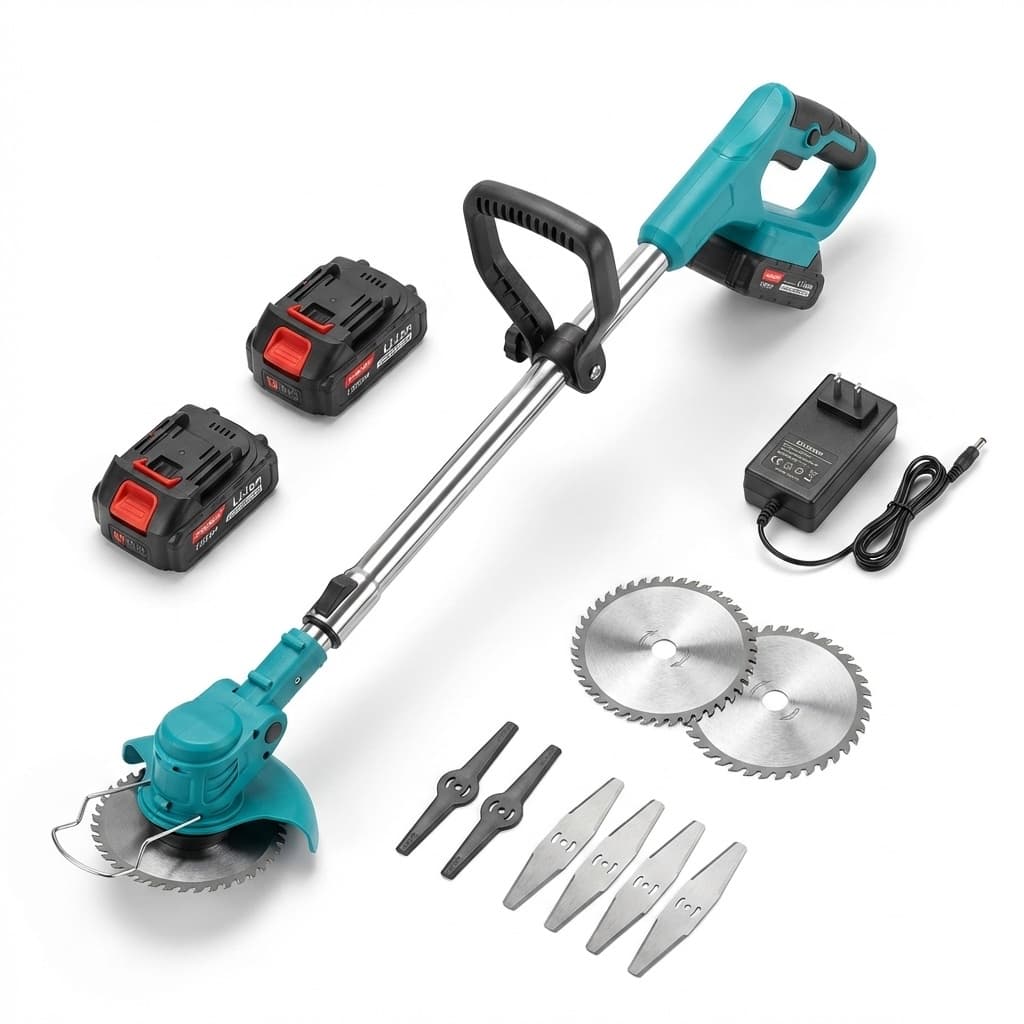 Decespugliatore a Batteria Tagliabordi Testata Regolabile e Maniglia Telescopica - foto 1