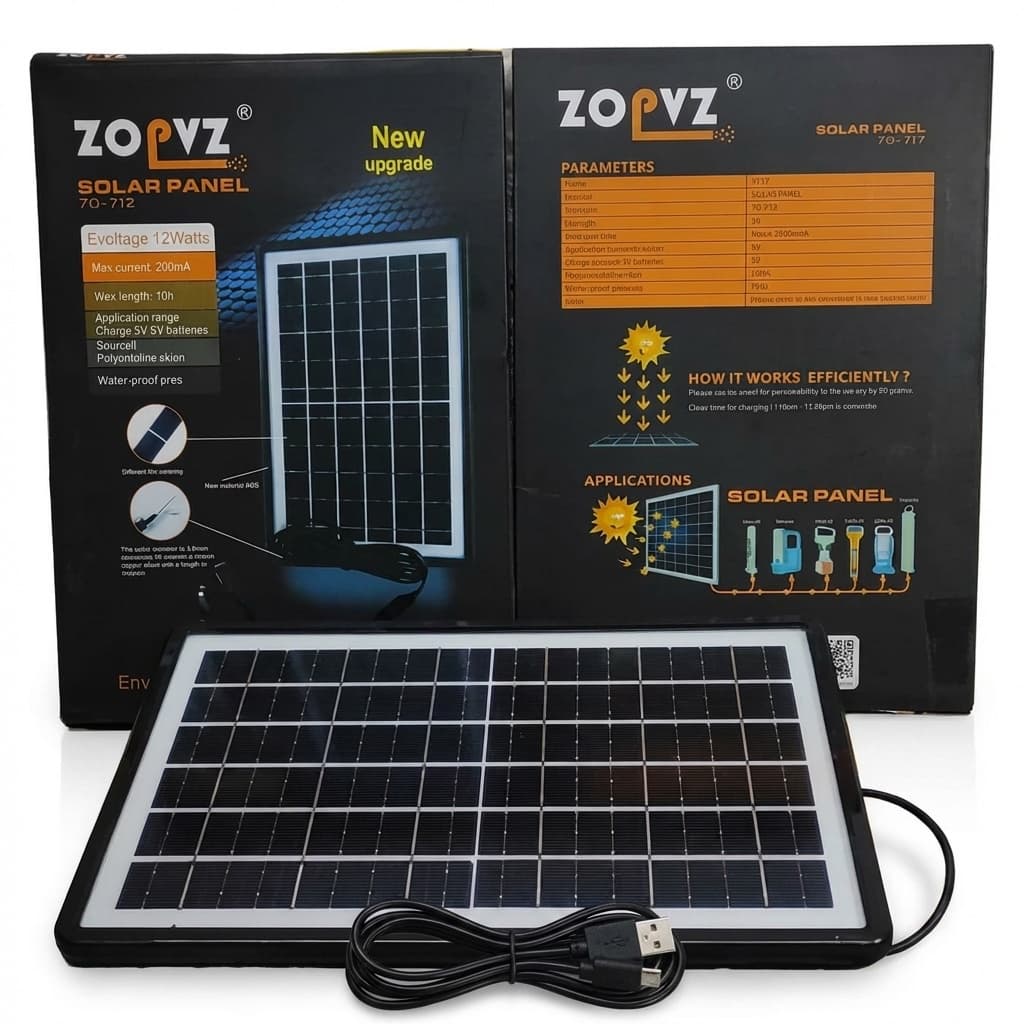 Pannello solare portatile da 8W – ricarica USB per smartphone, luci LED e dispositivi 5V - foto 1