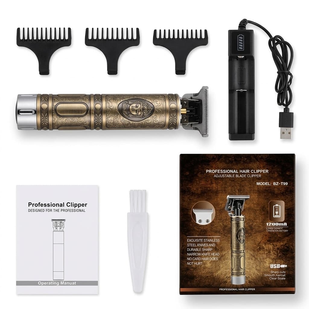 Tagliacapelli Professionale BZ-T99 | Rasoio Elettrico Vintage Ricaricabile in Metallo