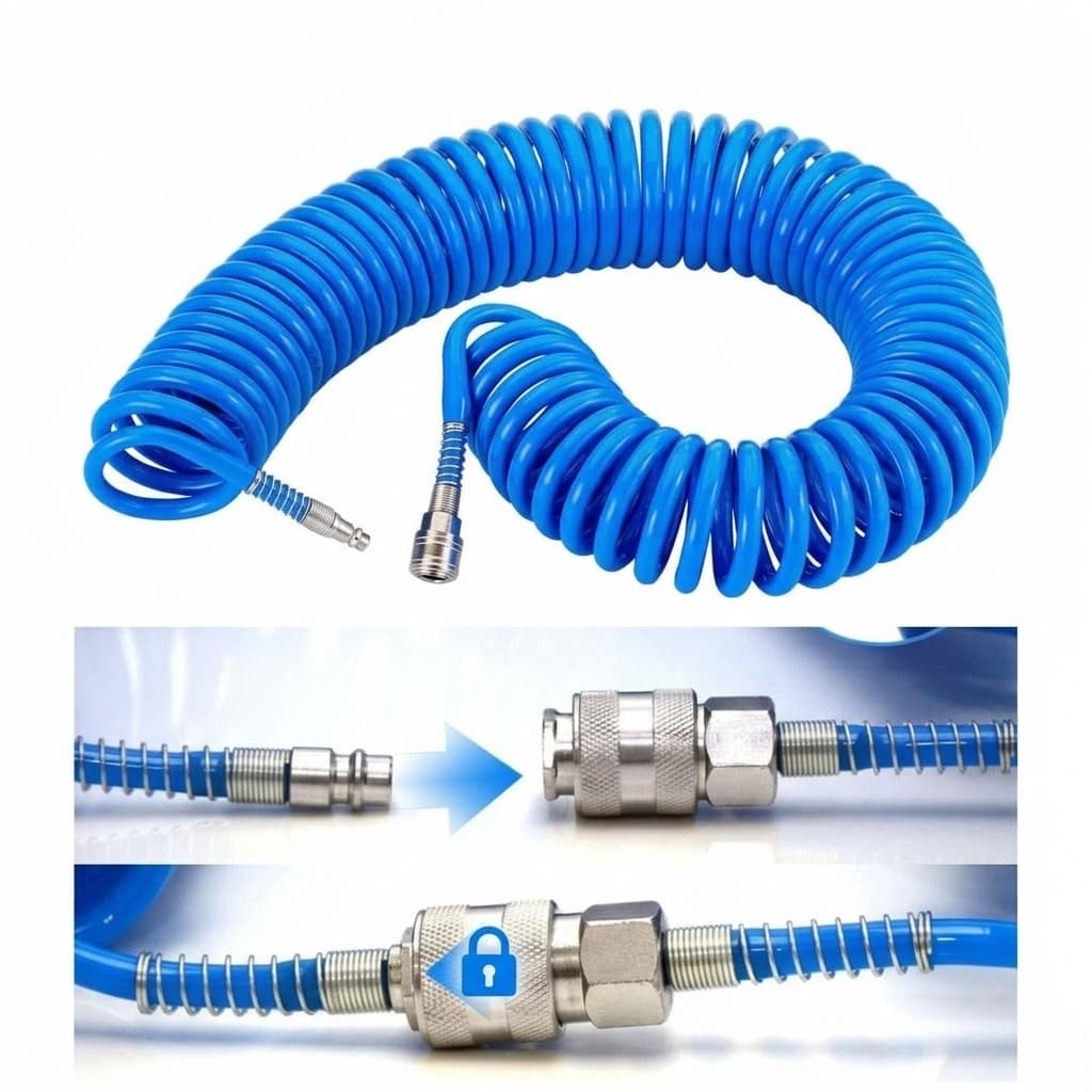 Tubo Aria Compressa 15 Metri Flessibile per Compressore Attacco Rapido