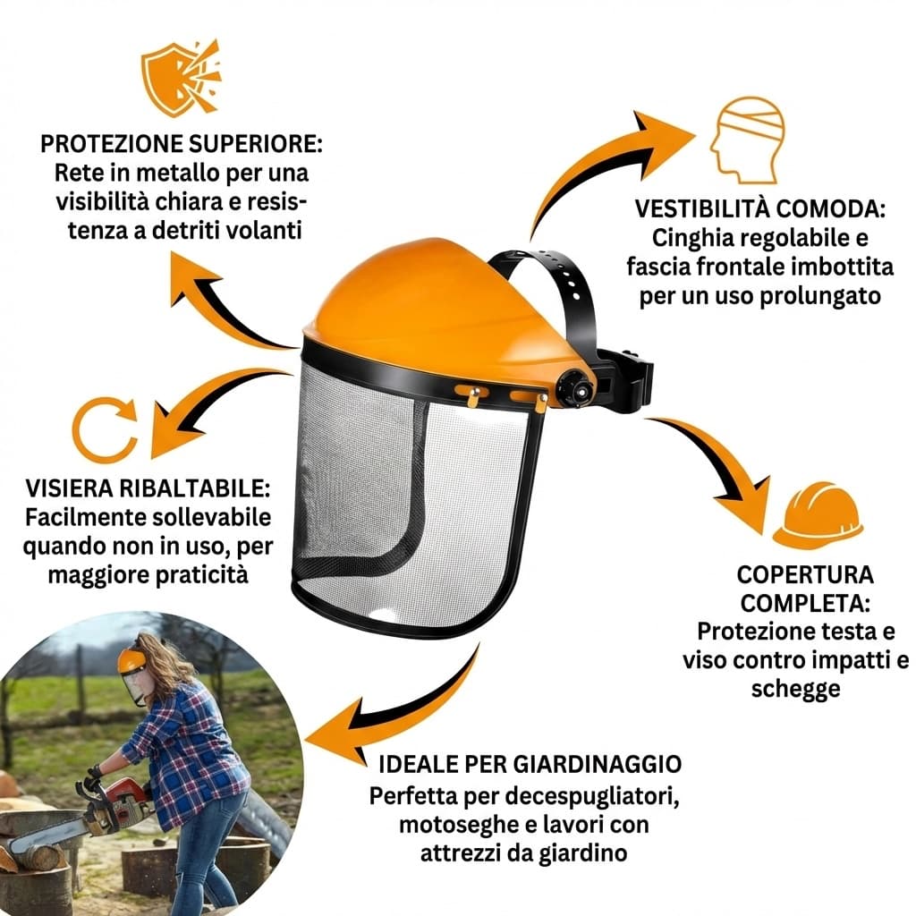 Benefici Visiera A Rete Regolabile Maschera Protettiva Per Decespugliatore